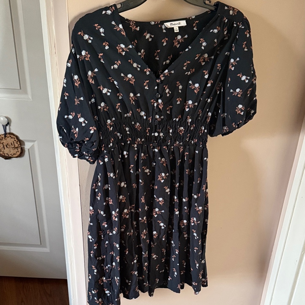 Madewell Black Dress with Floral Print